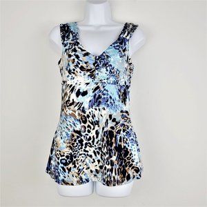 Gorgeous Boston Proper Tank Top XS Scoop Neck Blue Multicolored Sleeveless